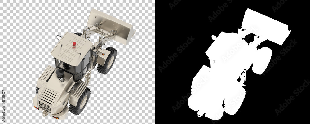 Aufkleber wheel loader isolated on background with mask. 3d rendering - illustration