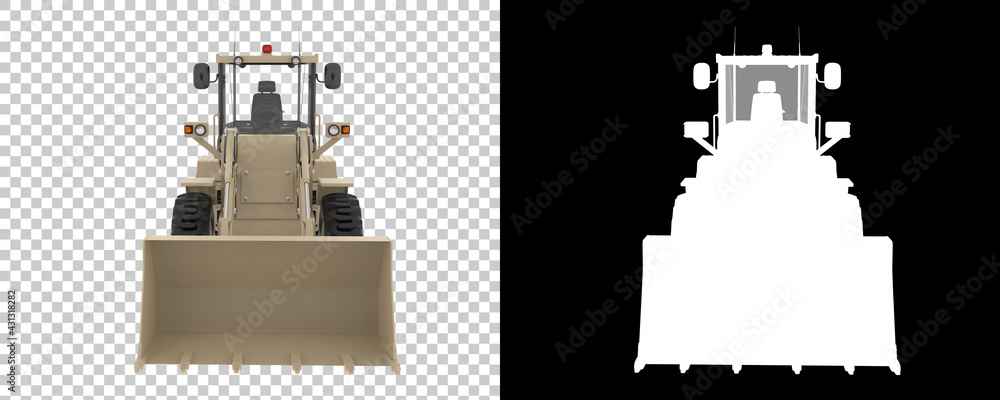 Poster wheel loader isolated on background with mask. 3d rendering - illustration