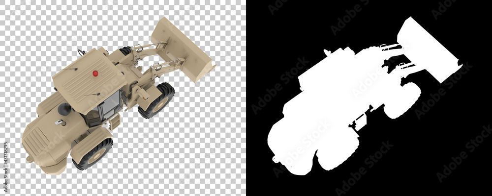 Poster wheel loader isolated on background with mask. 3d rendering - illustration
