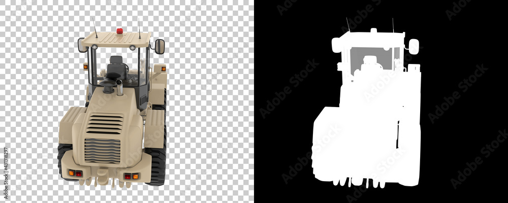 Poster wheel loader isolated on background with mask. 3d rendering - illustration