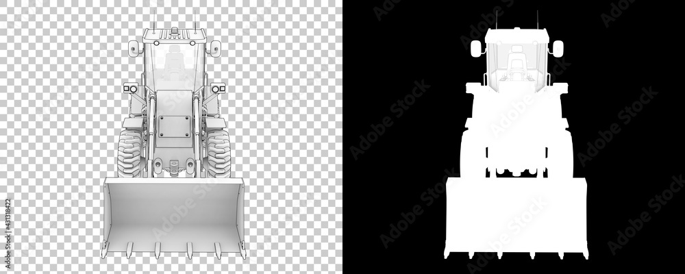 Poster wheel loader isolated on background with mask. 3d rendering - illustration