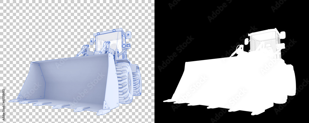 Poster wheel loader isolated on background with mask. 3d rendering - illustration