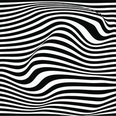 Abstract stripes black and white optical art wave line background. Vector illustration