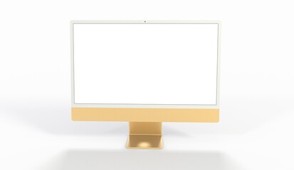 Realistic 3D Computer, with a white screen, isolated on a background