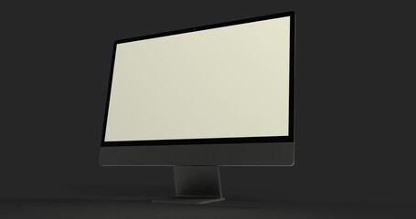 Realistic 3D Computer, with a white screen, isolated on a background