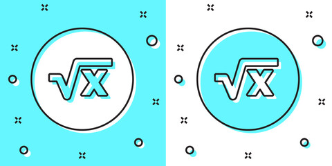 Black line Square root of x glyph icon isolated on green and white background. Mathematical expression. Random dynamic shapes. Vector