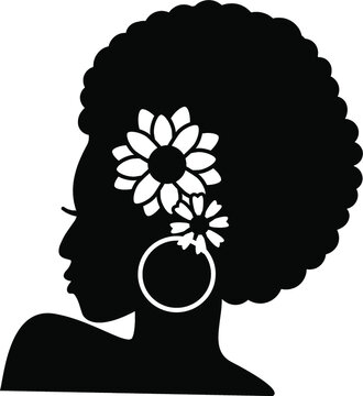 Black woman with flowers afro girl african american