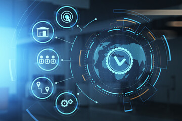 Abstract diagram hud drawing. Connection concept and internet.