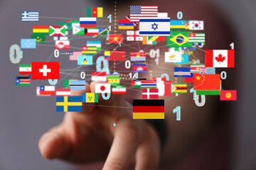 Global communication, international messaging and translation concept