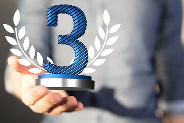 3rd place letter in 3d in hand