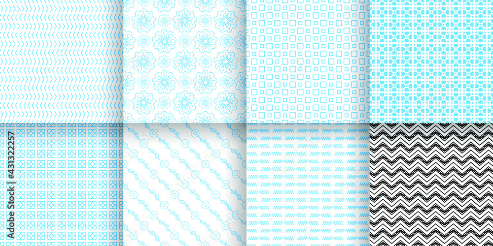 Poster set abstract seamless pattern black line doodle geometric figures background vector