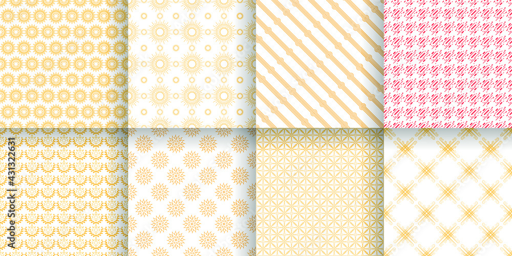 Poster set abstract seamless pattern black line doodle geometric figures background vector
