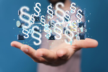 Man touching a law concept.