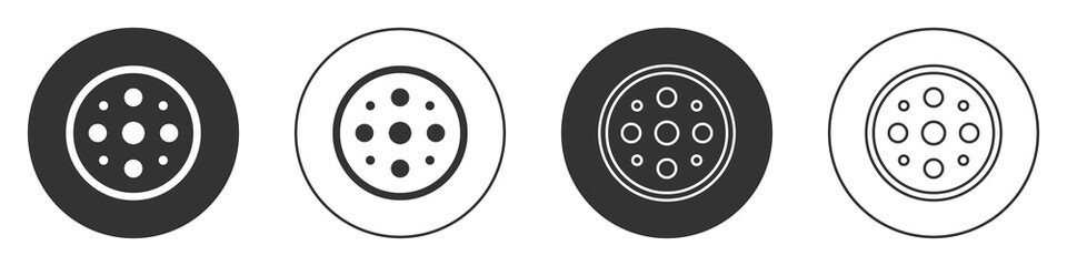 Black Sewing button for clothes icon isolated on white background. Clothing button. Circle button. Vector