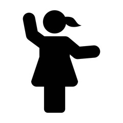 Woman icon vector male symbol with open hands in flat color glyph pictogram sign illustration