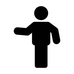 Professor icon vector male symbol with open hands in flat color glyph pictogram sign illustration