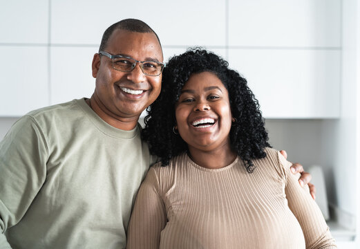 Happy  Afro Latin father and daughter portrait - Family love and unity concept