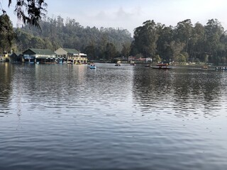 Boating in the lake at a tourist spot 