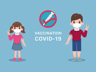 Kid and children people get covid-19 vaccine to protected from virus.