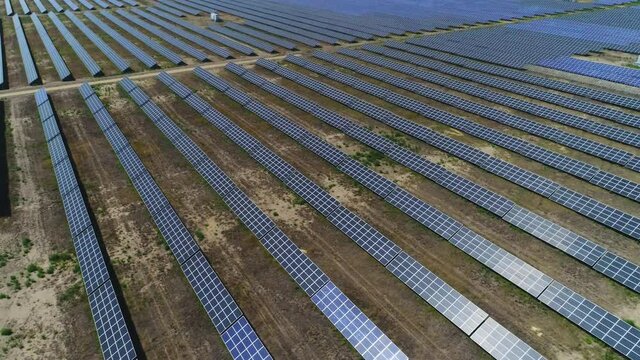 High Flying through the rows of solar panels