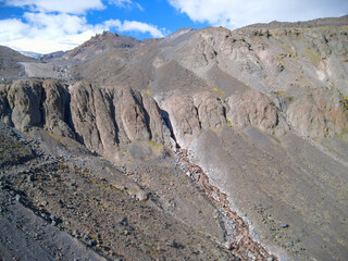 Snowy mountains on a summer day