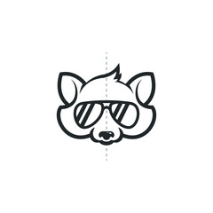 Raccoon Logo Mascot - Cute animal with sunglasses funny adorable playful cool looking style fashion