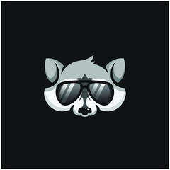 Raccoon Logo Mascot - Cute animal with sunglasses funny adorable playful cool looking style fashion