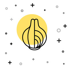 Black line Onion icon isolated on white background. Random dynamic shapes. Vector