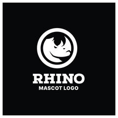 Rhino Logo Mascot - Rhinoceros silhouette horned charge zoo dangerous angry heavy powerful strength big gym lifting muscle