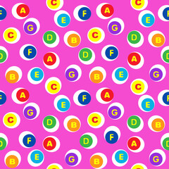 Pink seamless pattern with alphabet
