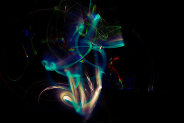 Abstract forms of light. 3D representation or 3D illustration of the international day of light. Digital art on neutral background