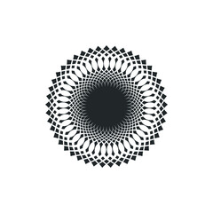 Spirograph Logo Illustration - Abstract geometric ornament decoration vortex circular wavy shape spinning twisted fractal design 