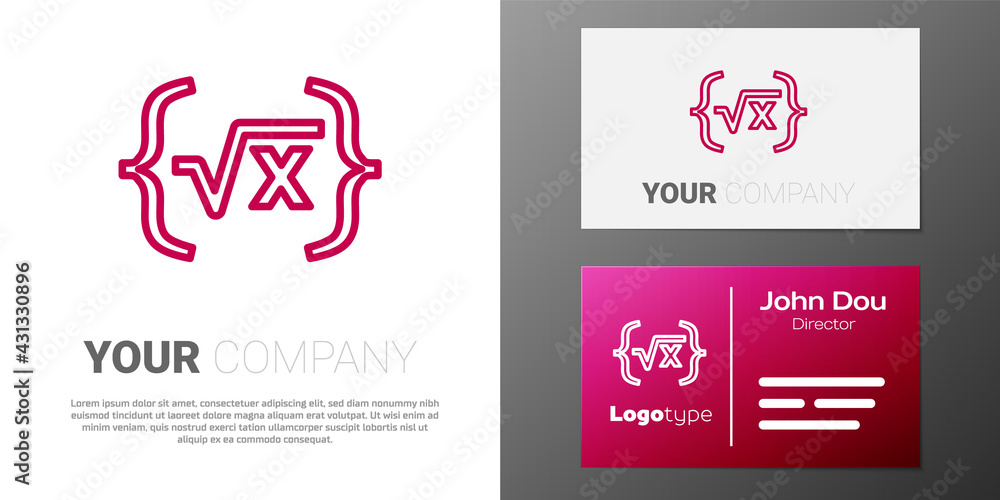 Aufkleber logotype line square root of x glyph icon isolated on white background. mathematical expression. log