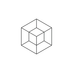 Square Cube Logo - block element perspective geometric abstract design vector line art geometry shape grid mosaic