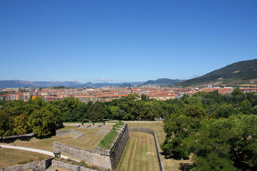 View of Pamplona and the fortress from the wall on a sunny day