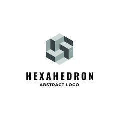 Square Cube Logo - block element perspective geometric abstract design vector line art geometry shape grid mosaic