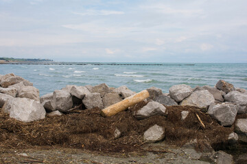 The sea off the coast of Grado in Friuli-Venezia Giulia in north east Italy in late April
