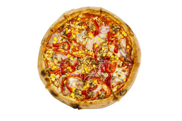 Delicious fresh pizza isolated on white background