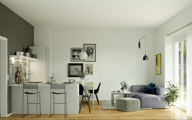 modern luxury european apartment loft with scandinavian furniture design