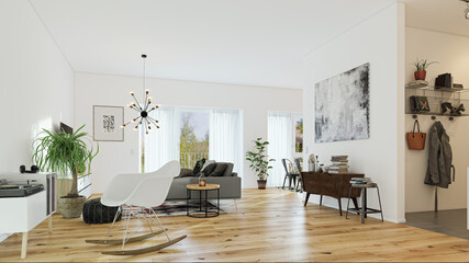 modern luxury european apartment loft with scandinavian furniture design