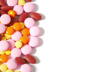 Pictures of pills on a white background