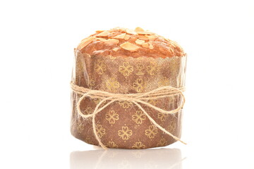 One fragrant Easter cupcake, macro, isolated on white.