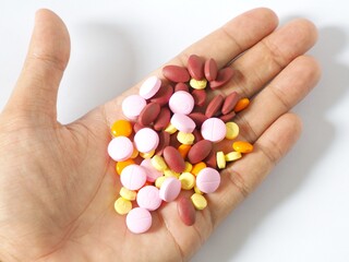 Pictures of pills on a white background