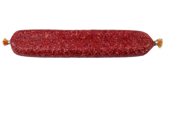 Raw smoked sausage isolated on white background