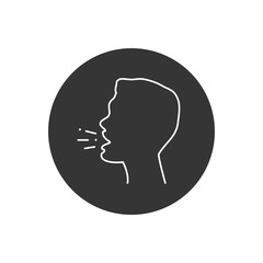 Cough signage line white icon design trendy flat style. Vector sign