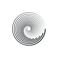 Vortex Circle logo abstract circle shape - spiral motion twirl twist curve rotation spin whirlpool radial warp geometric shape for businesses - spinning circle