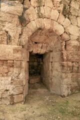 The entrance  to a littered room in the remains of the Maresha city in Beit Guvrin, near Kiryat Gat, in Israel