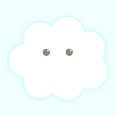 Cute bright cloud  cartoon character vector isolated on light blue background
