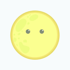The cute full moon cartoon character vector isolated on light gray background