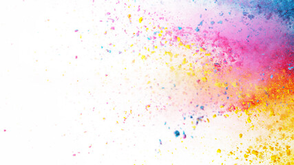 Colored powder explosion, isolated on white background